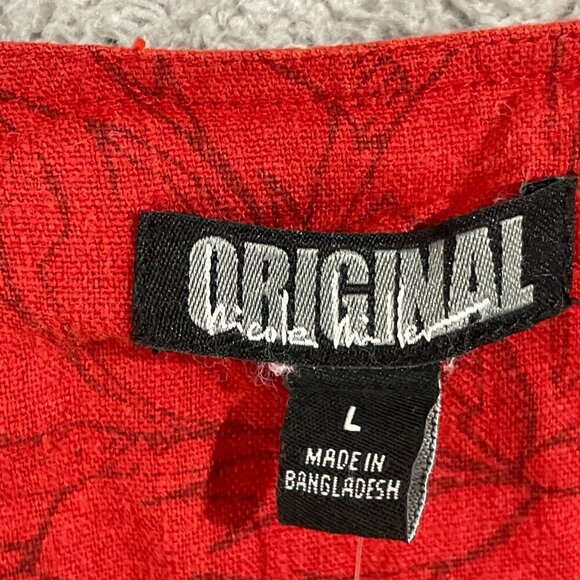 NEW  Nicole Miller Women's L Red Floral Textured Linen Blend V-Neck  Dress - Picture 4 of 10